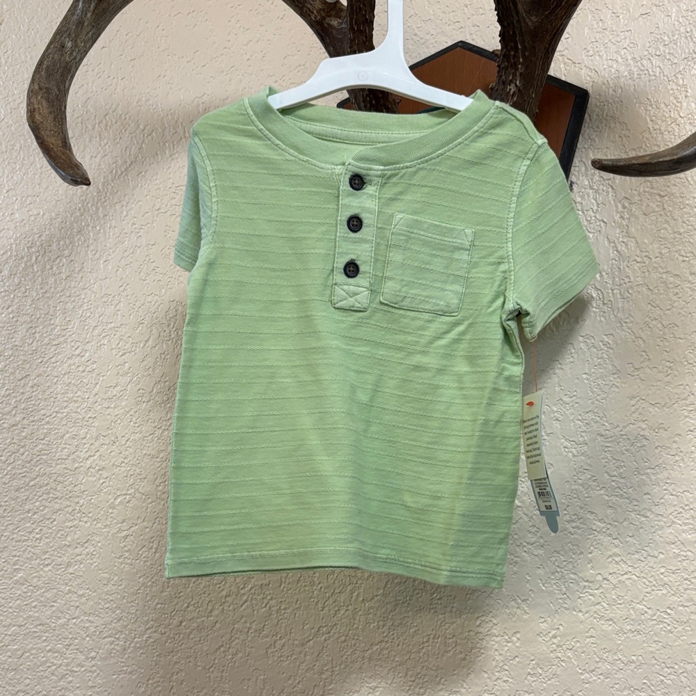 Cat & Jack Light Green Button Down Kids Shirt